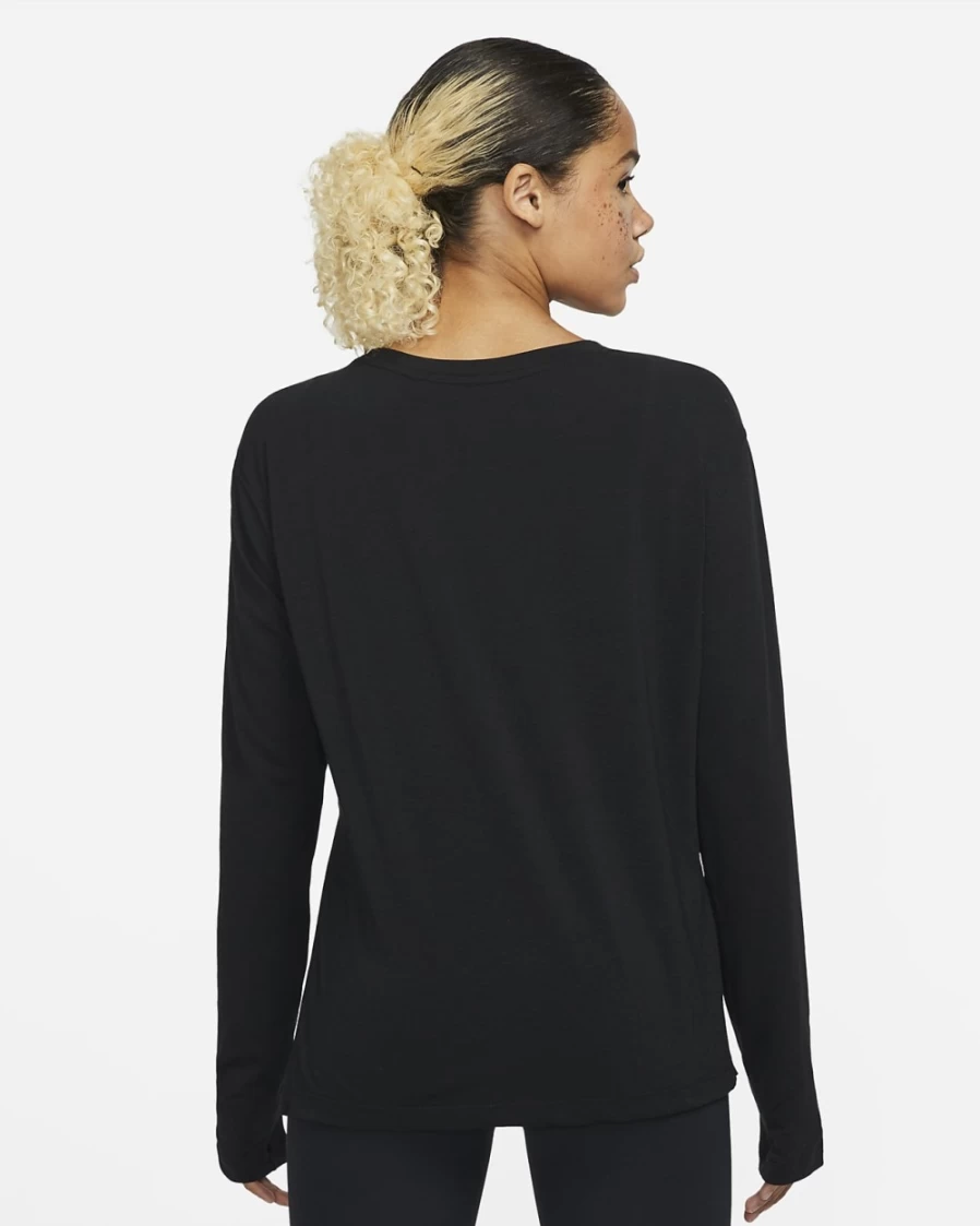 Nike Dri-FIT Women's Long-Sleeve Yoga Top - Black/Iron Grey