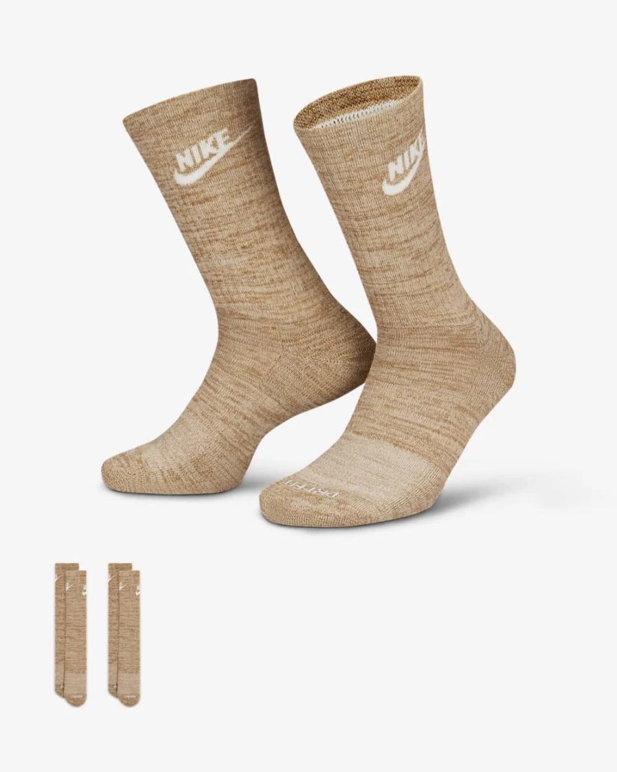 Nike Everyday Plus Cushioned Crew Socks for Men & Women - Coconut Milk/White Comfort Athletic Socks