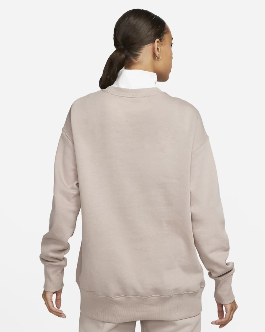Nike Women's Diffused Taupe Oversized Crewneck Sweatshirt - Phoenix Fleece Comfort & Style