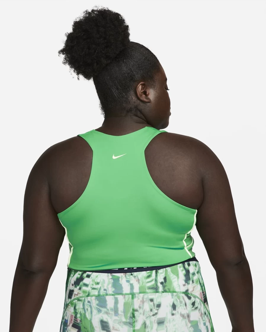 NikePro Dri-FIT Women's Plus Size Cropped Workout Tank Top - Stadium Green/Barely Volt/Gorge Green