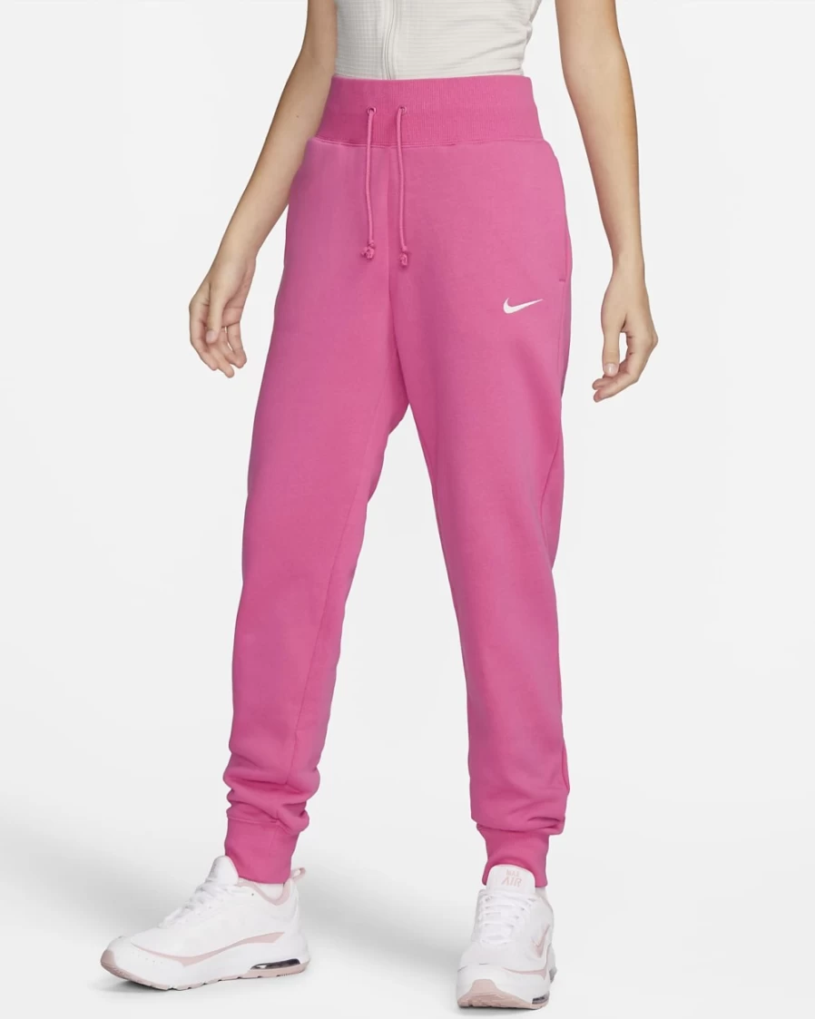Nike Women's High-Waisted Fleece Joggers in Pinksicle/Sail - Sportswear Phoenix Fleece Comfort