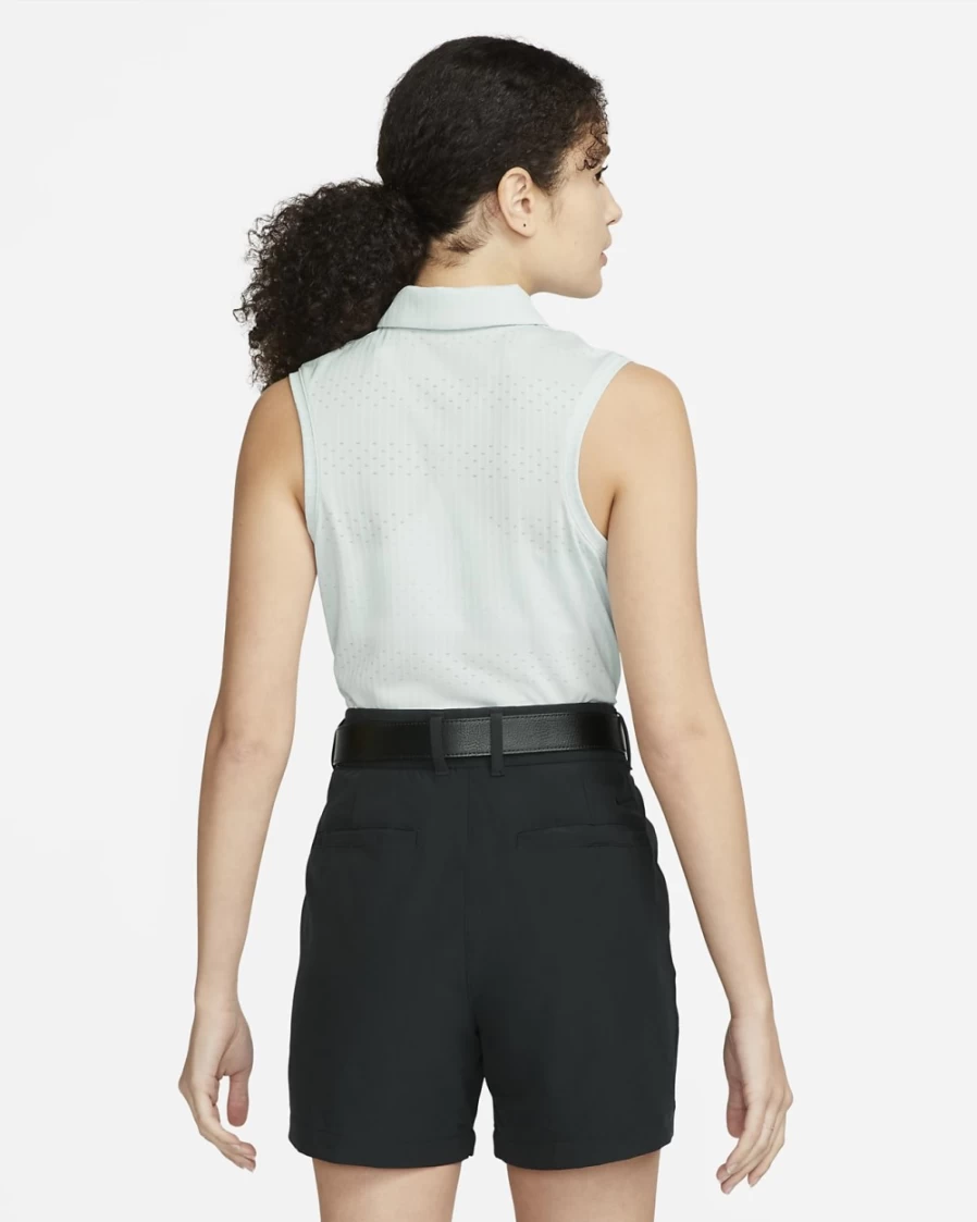 Nike Dri-FIT Victory Women's Sleeveless Golf Polo - Pure Platinum/Black - Moisture-Wicking Printed Top for Women