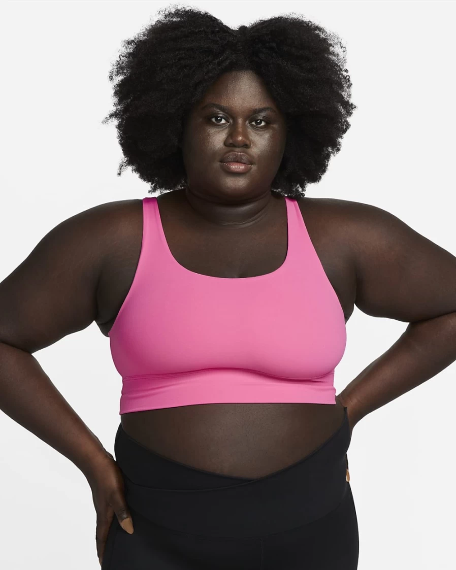 Nike Women's Alate Solo Light-Support Longline Sports Bra - Pinksicle/Particle Grey - Plus Size Non-Padded Activewear