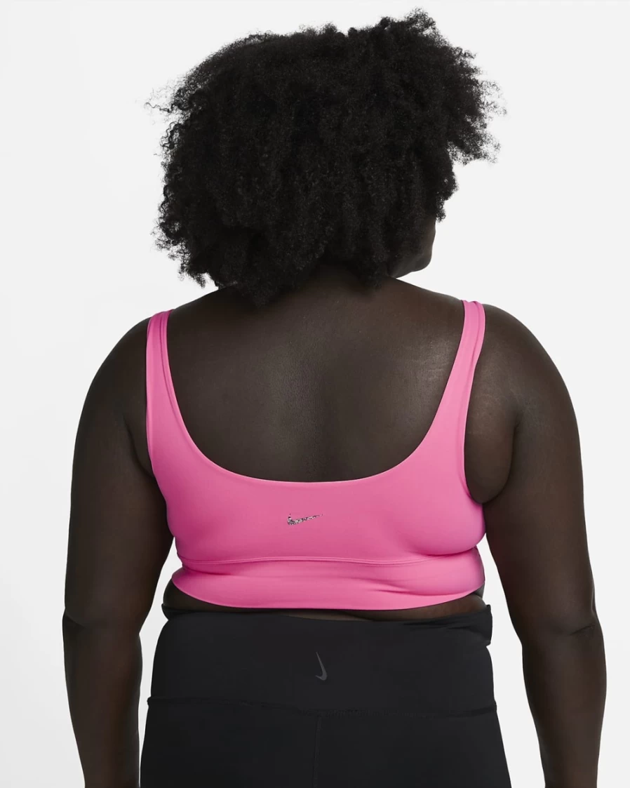 Nike Women's Alate Solo Light-Support Longline Sports Bra - Pinksicle/Particle Grey - Plus Size Non-Padded Activewear