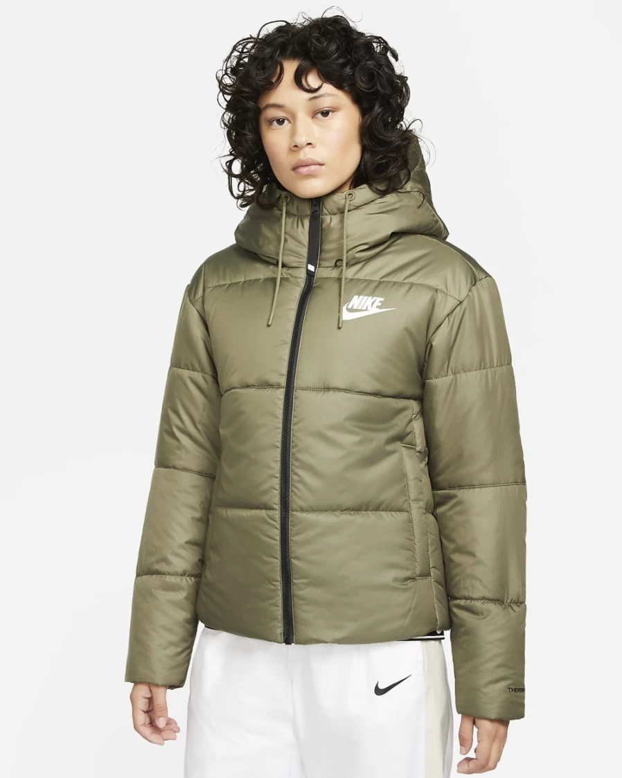 Nike Therma-FIT Repel Women's Water-Resistant Jacket - Medium Olive/Black/White - Sportswear Running Coat