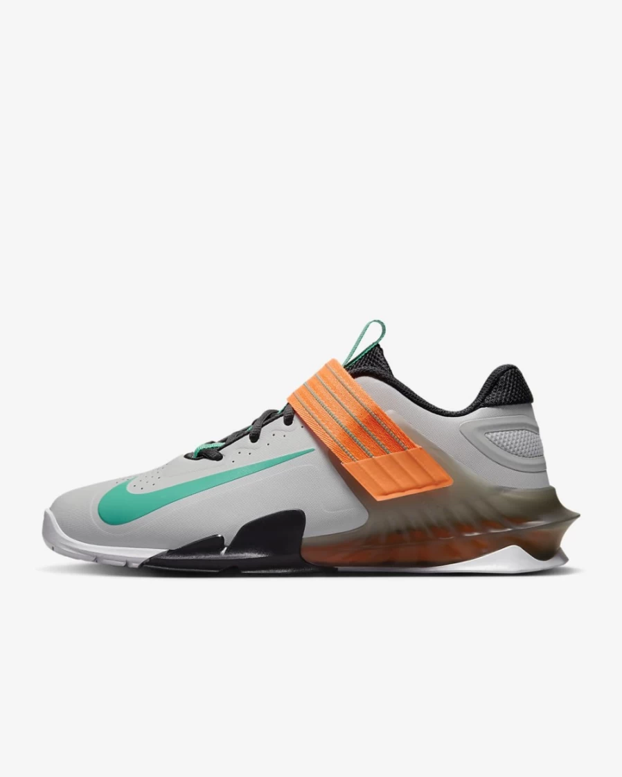 Nike Savaleos Weightlifting Shoes for Men & Women - Grey Fog/Dark Smoke Grey/Total Orange/Clear Emerald