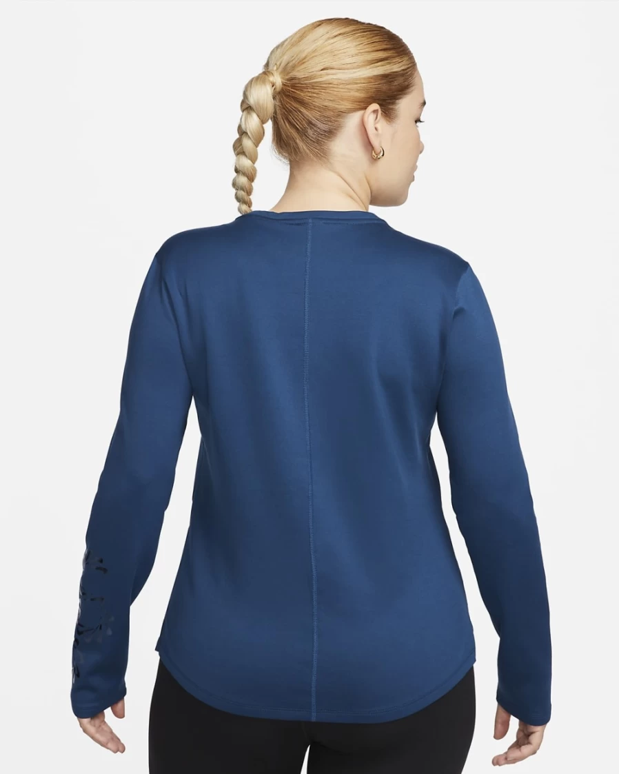 Nike Therma-FIT Women's Long-Sleeve Graphic T-Shirt - Valerian Blue/Photon Dust/Black - Athletic Training Top