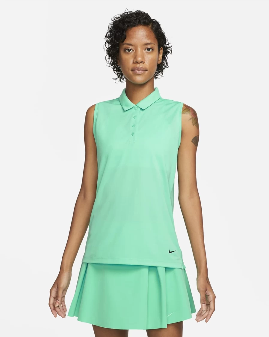 Nike Dri-FIT Victory Women's Light Menta/Black Sleeveless Golf Polo Shirt