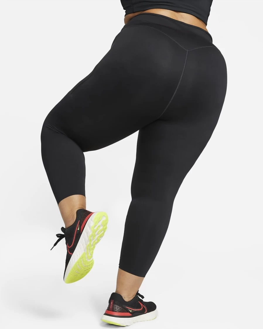 Nike Go Women's High-Waisted 7/8 Leggings with Pockets - Plus Size Firm-Support Workout Tights in Black