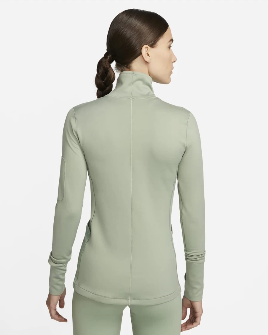 Nike Women's Pro Therma-FIT Long-Sleeve Top - Jade Smoke/White - Thermal Workout Shirt