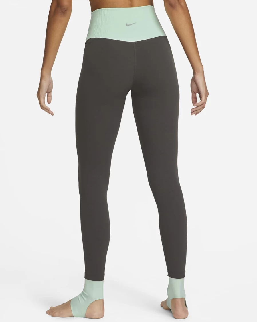 Nike Women's High-Waisted 7/8 Yoga Leggings - Medium Ash, Mint Foam & Grey Fog Color-Block Design