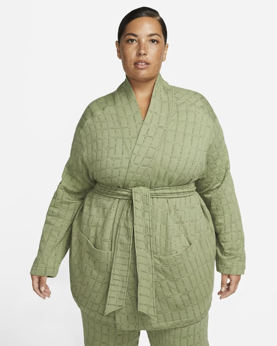 Nike Women's Plus Size Yoga Therma-FIT Luxe Top in Oil Green - Breathable Workout Shirt