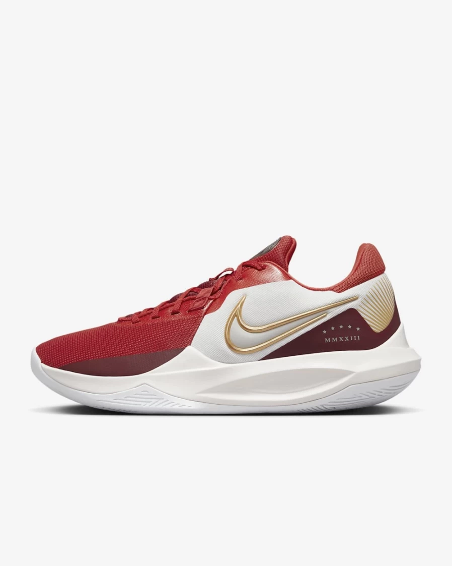 Nike Precision 6 Basketball Shoes for Men & Women - Phantom/Team Red/Light Crimson/Metallic Gold Colorway