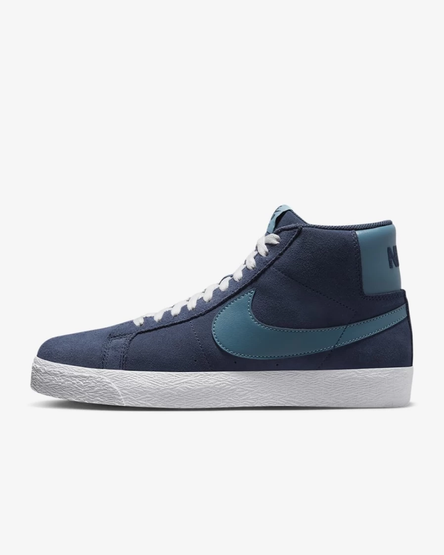 Nike SB Zoom Blazer Mid Skate Shoes for Men & Women - Midnight Navy/Black/Noise Aqua