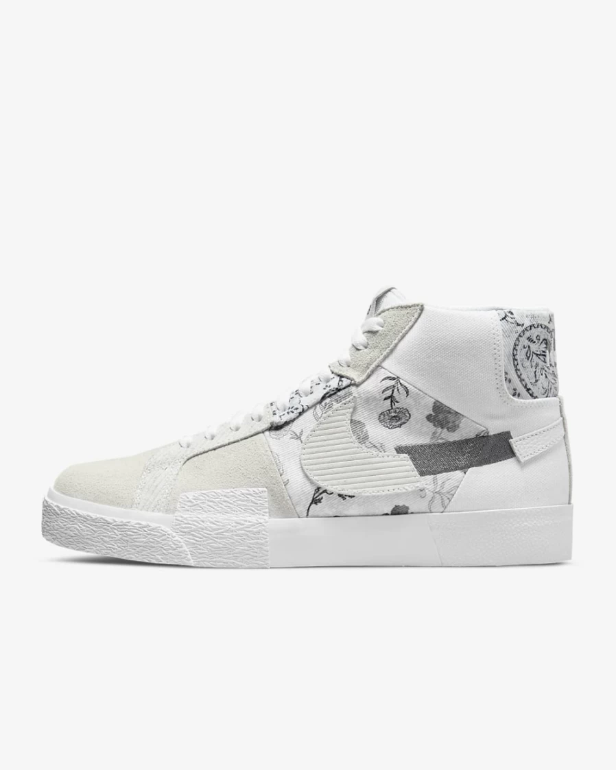 Nike SB Zoom Blazer Mid PRM Skate Shoes for Men & Women - White/White/Pure Platinum/Smoke Grey
