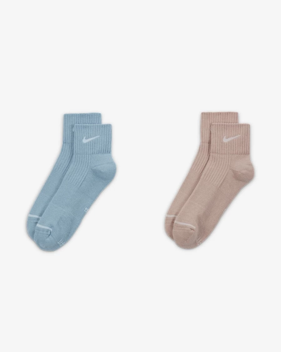 Nike Unisex Multi-Color Cushioned Ankle Socks 2-Pack - Everyday Comfort Athletic Socks