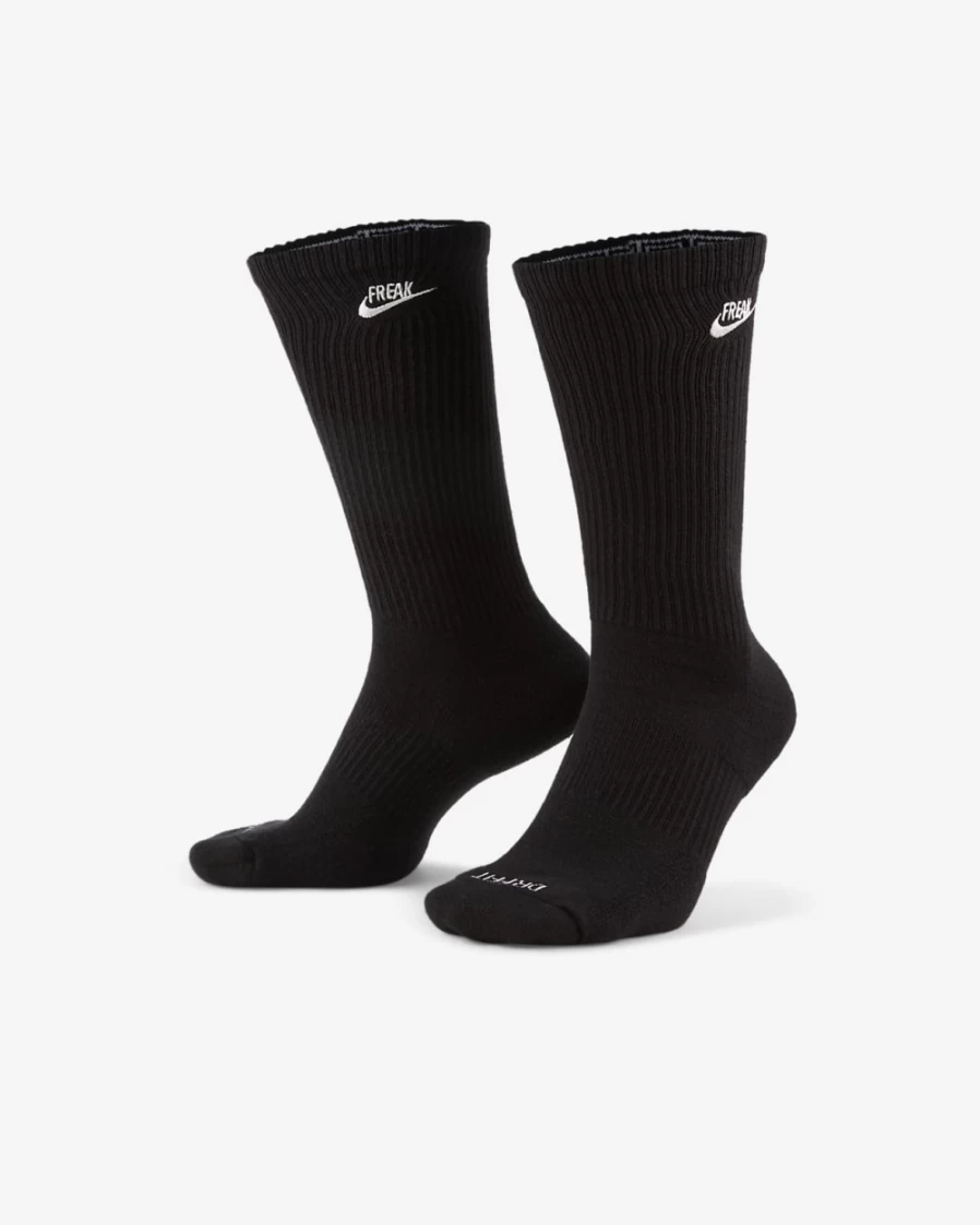 Nike Everyday Plus Cushioned Crew Socks for Men & Women - Black/White Basketball Athletic Socks