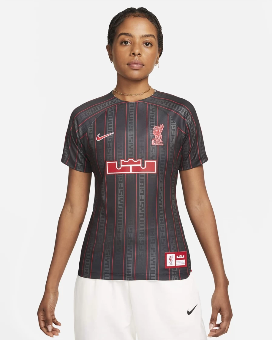 Nike Women's LeBron James x Liverpool FC Anthracite Gym Red Dri-FIT Soccer Jersey