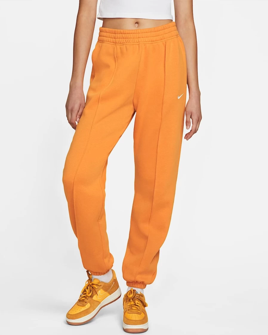 Nike Women's Light Curry/White Fleece Pants - Sportswear Essential Collection Comfort Fit