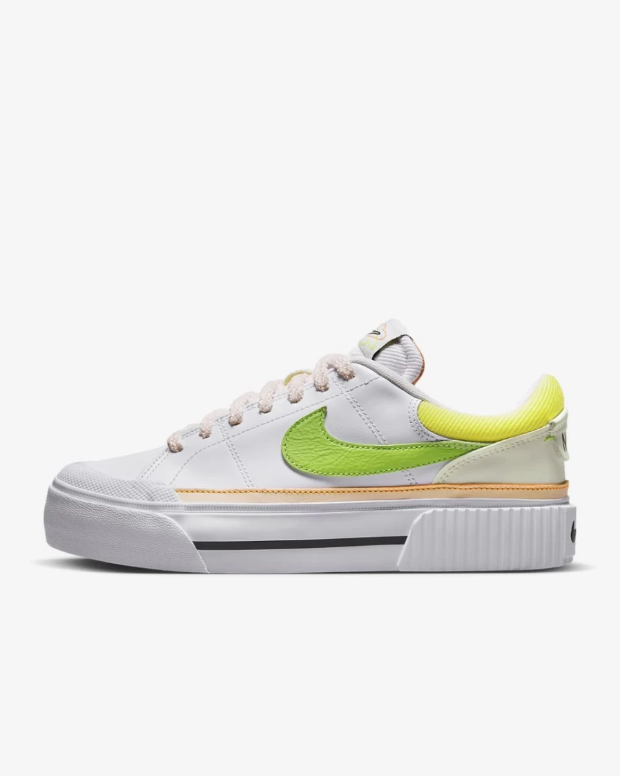 Nike Court Legacy Lift Women's Sneakers in White, Pearl Pink, Opti Yellow & Action Green