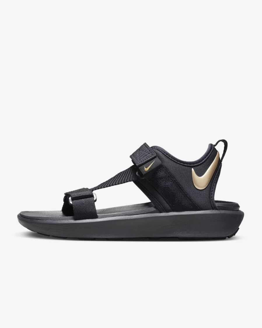 Nike Vista Women's Sandals - Black & Metallic Gold Sporty Comfort Slide Sandals for Women