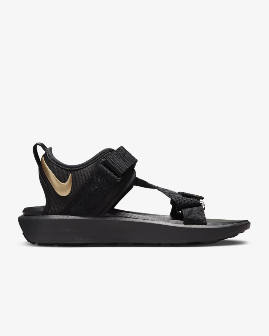 Nike Vista Women's Sandals - Black & Metallic Gold Sporty Comfort Slide Sandals for Women