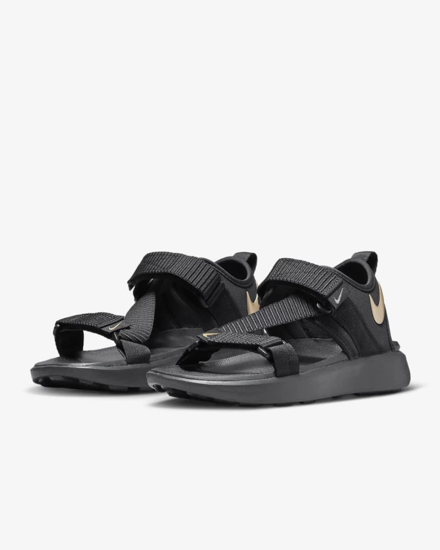 Nike Vista Women's Sandals - Black & Metallic Gold Sporty Comfort Slide Sandals for Women