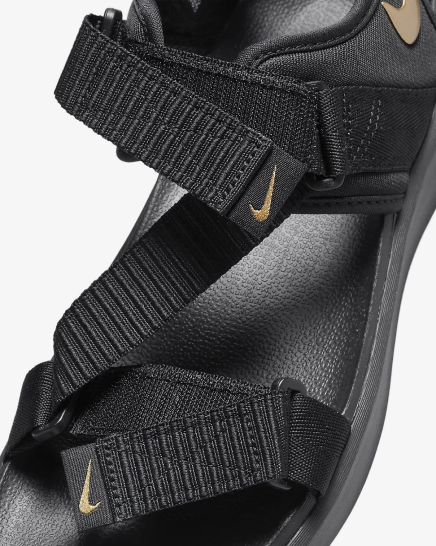 Nike Vista Women's Sandals - Black & Metallic Gold Sporty Comfort Slide Sandals for Women