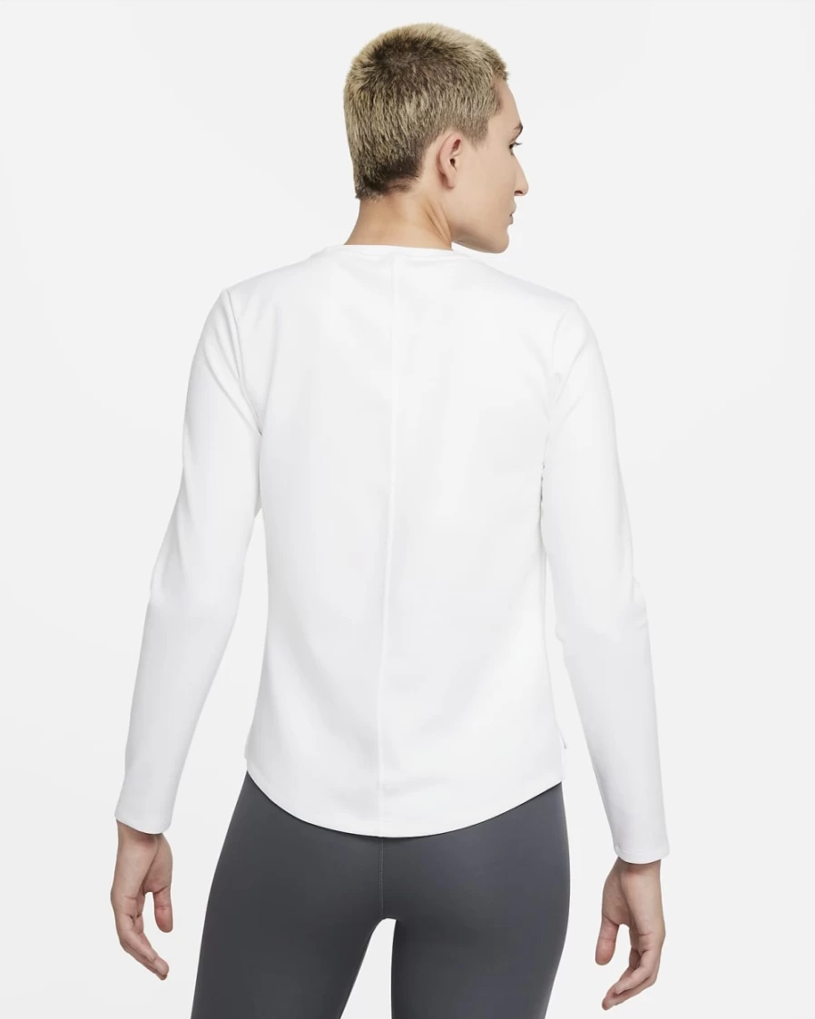 Nike Therma-FIT One Women's Long-Sleeve Top - White/Black - Athletic Training Shirt