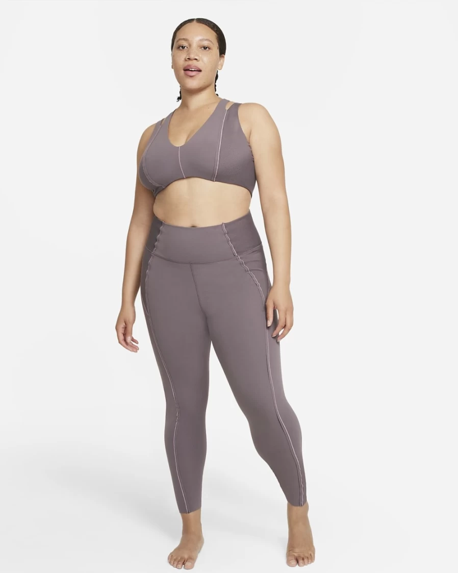 Nike Women's Plus Size Yoga Luxe Dri-FIT Infinalon Jumpsuit in Violet Ore/Purple Smoke - Moisture-Wicking Workout Outfit