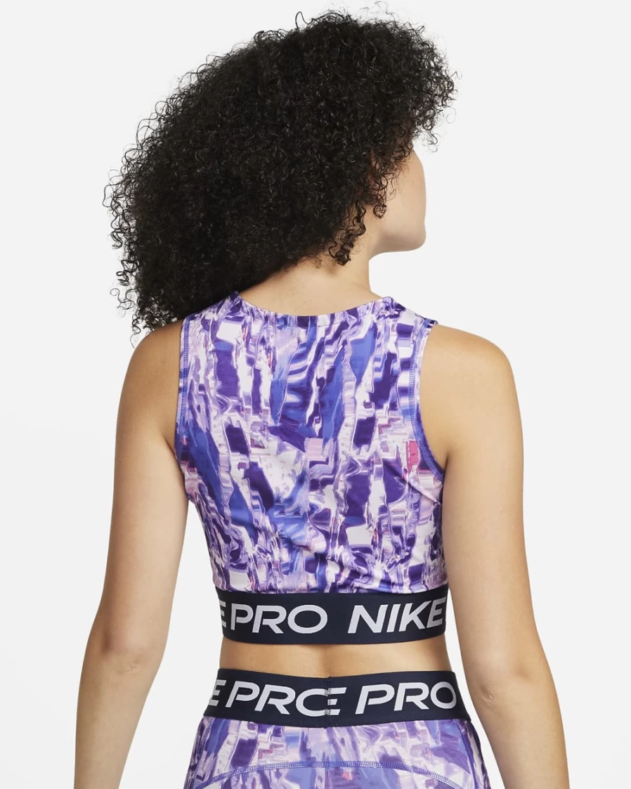 Nike Pro Dri-FIT Women's Workout Tank Top - Lapis/Obsidian Allover Print, Moisture-Wicking Fitness Shirt
