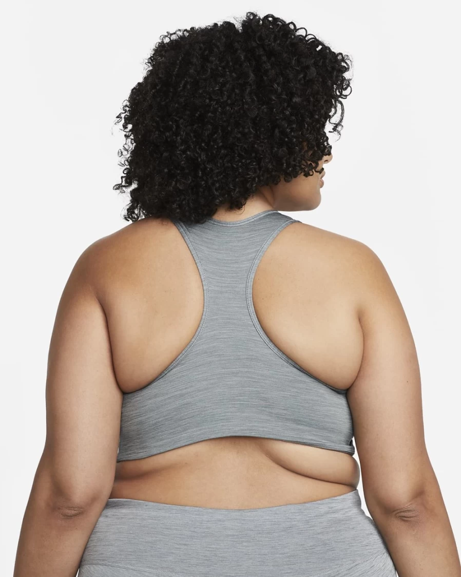 Nike Swoosh Women's Medium-Support Padded Sports Bra in Smoke Grey/Heather/Black - Plus Size Activewear