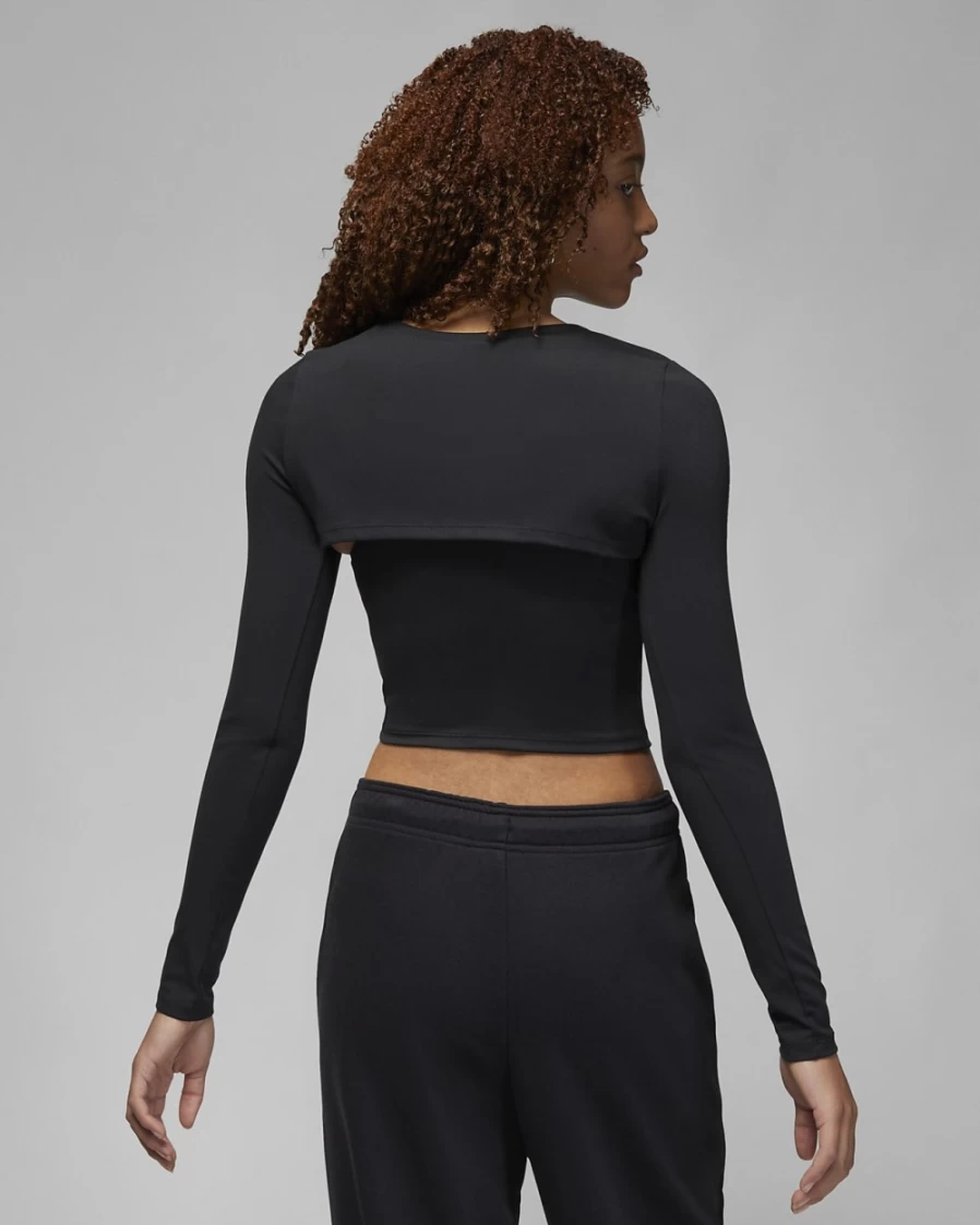 Nike Jordan Sport Women's 2-in-1 Long Sleeve Top - Black/Stealth