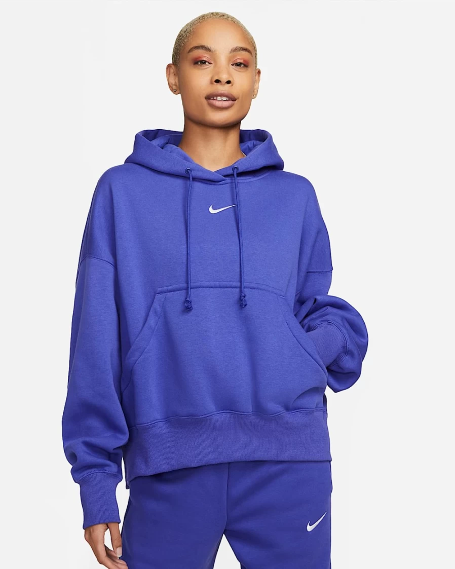 Nike Women's Lapis/Sail Oversized Phoenix Fleece Pullover Hoodie - Sportswear Comfort & Style