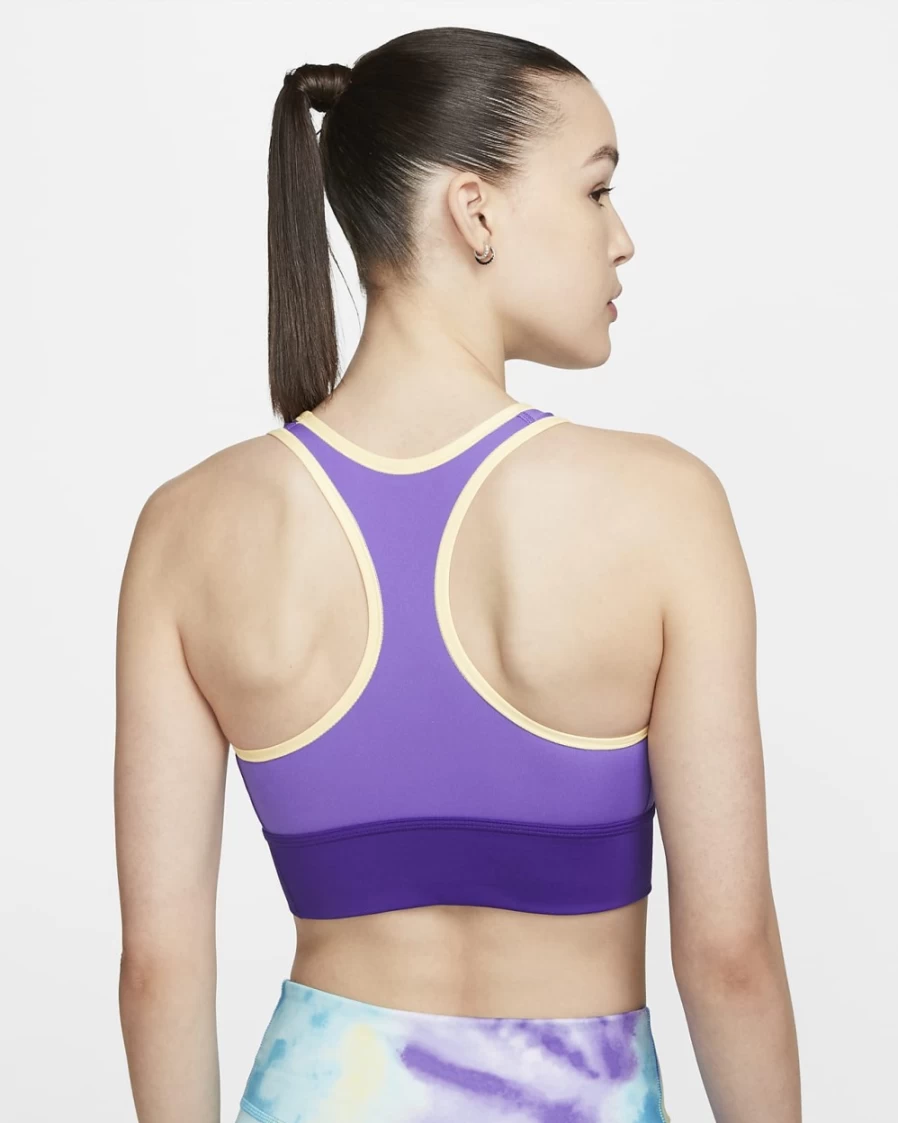 Nike Swoosh Women's Medium-Support Longline Sports Bra - Psychic Purple/Electro Purple/Melon Tint Padded 1-Piece