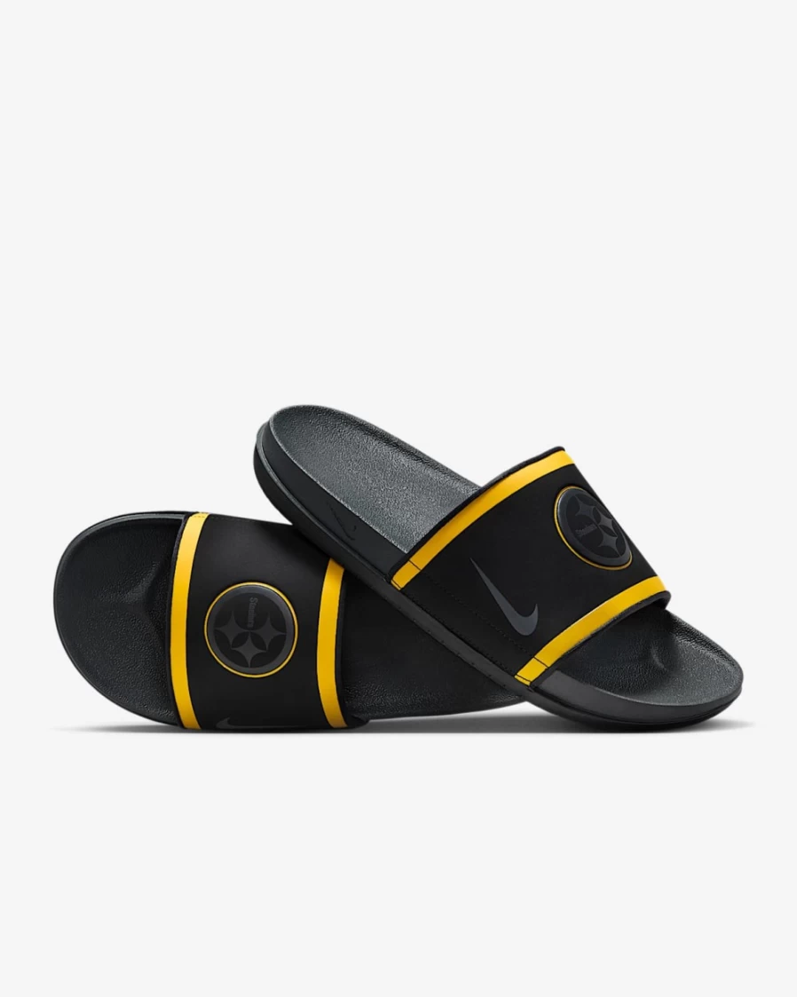 Nike Offcourt NFL Pittsburgh Steelers Slide Sandals for Men & Women - Black/University Gold/Anthracite