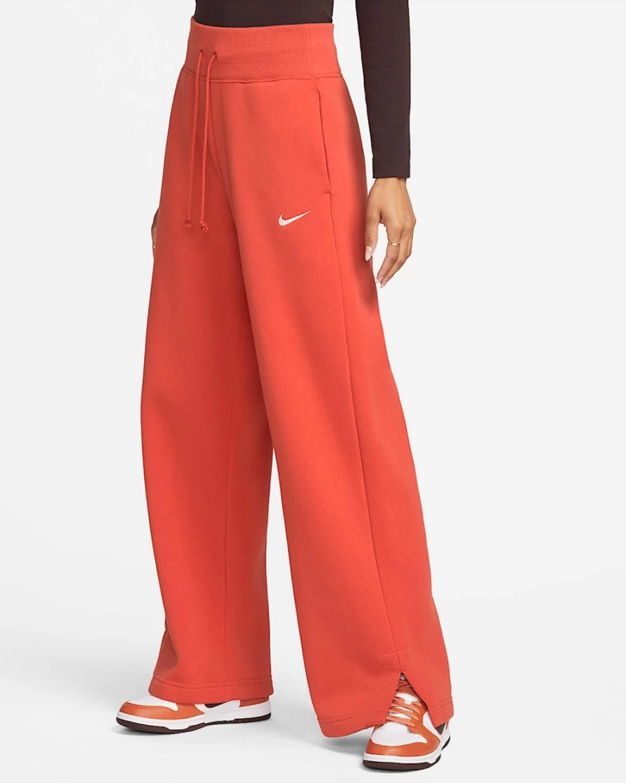 Nike Women's Mantra Orange/Sail High-Waisted Wide-Leg Fleece Sweatpants - Sportswear Phoenix Collection