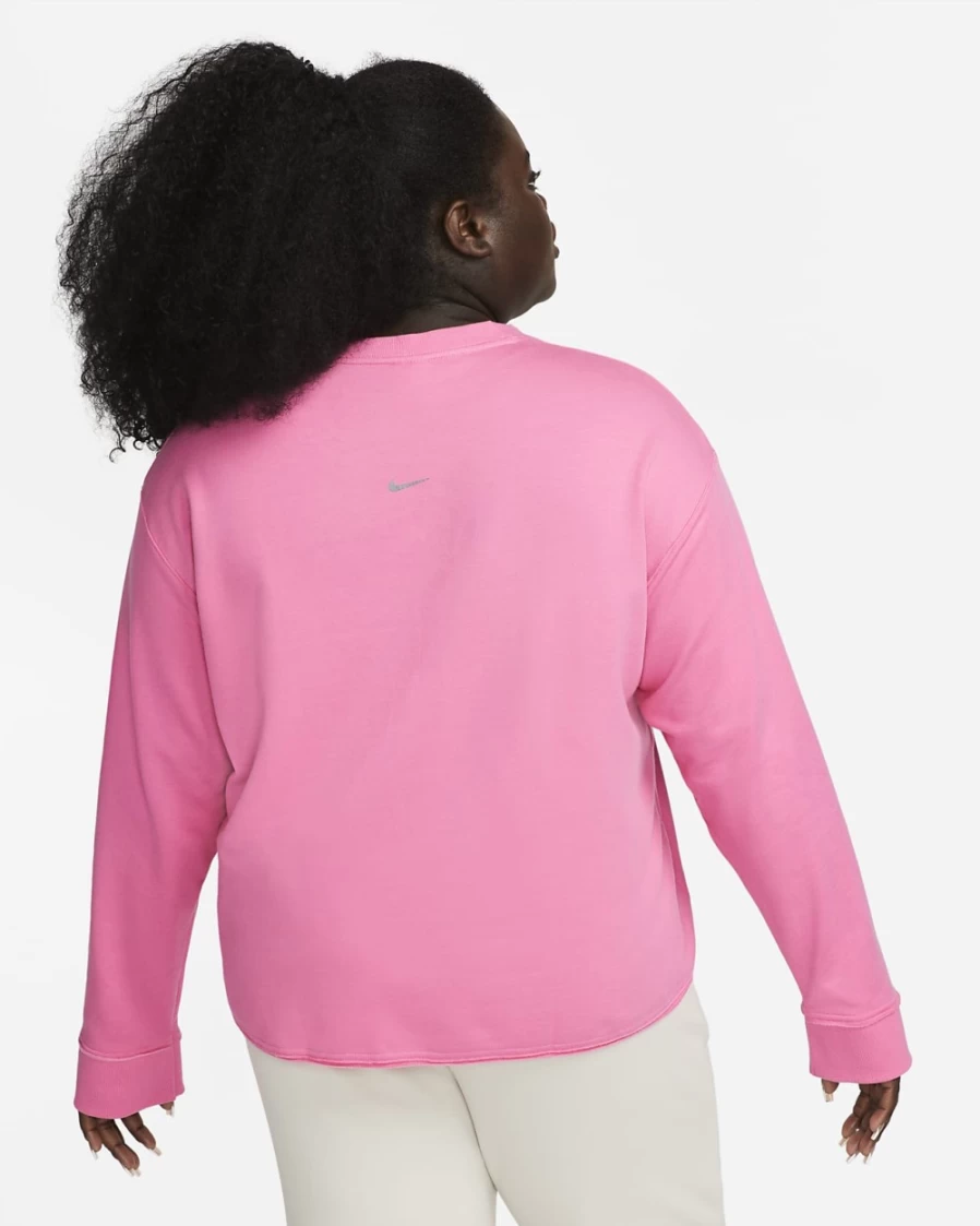 Nike Women's Plus Size Yoga Luxe Fleece Crew Top - Pinksicle & Particle Grey