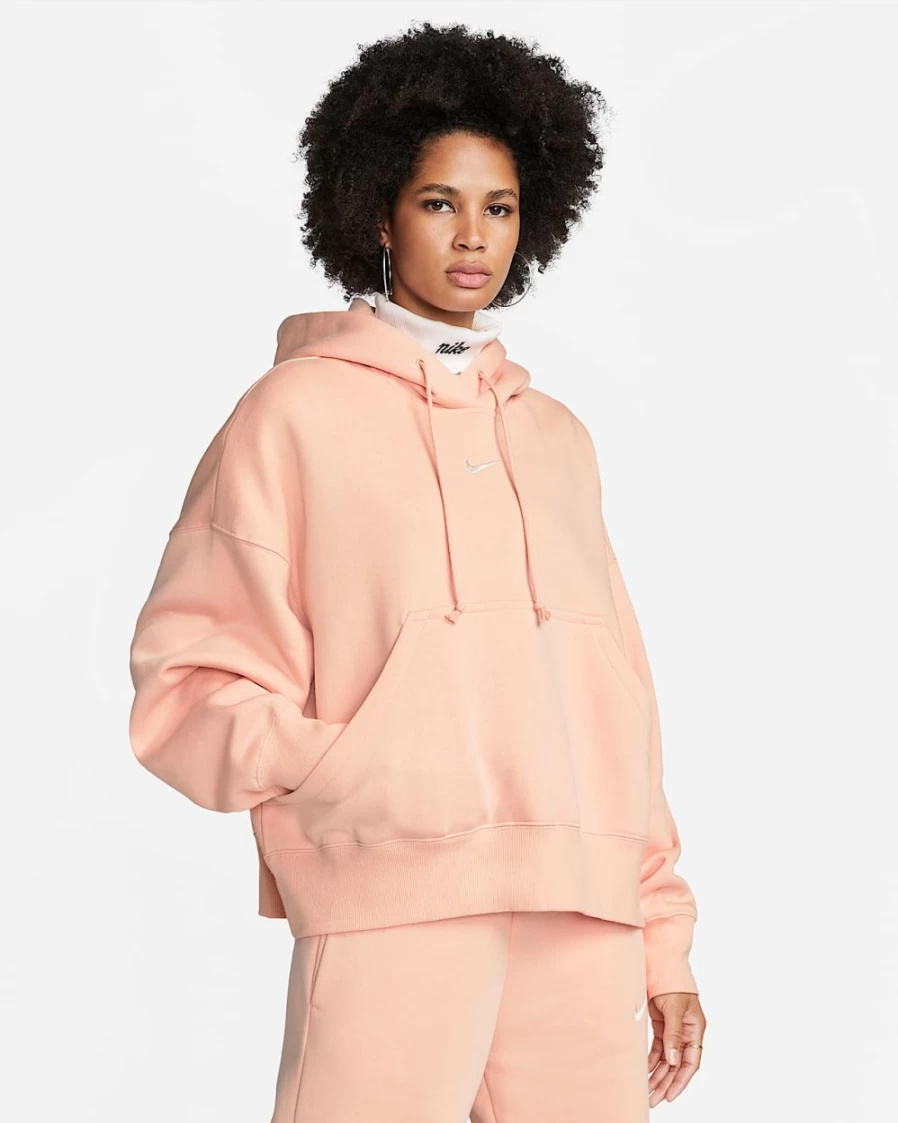 Nike Women's Arctic Orange/Sail Oversized Phoenix Fleece Pullover Hoodie - Sportswear Comfort & Style