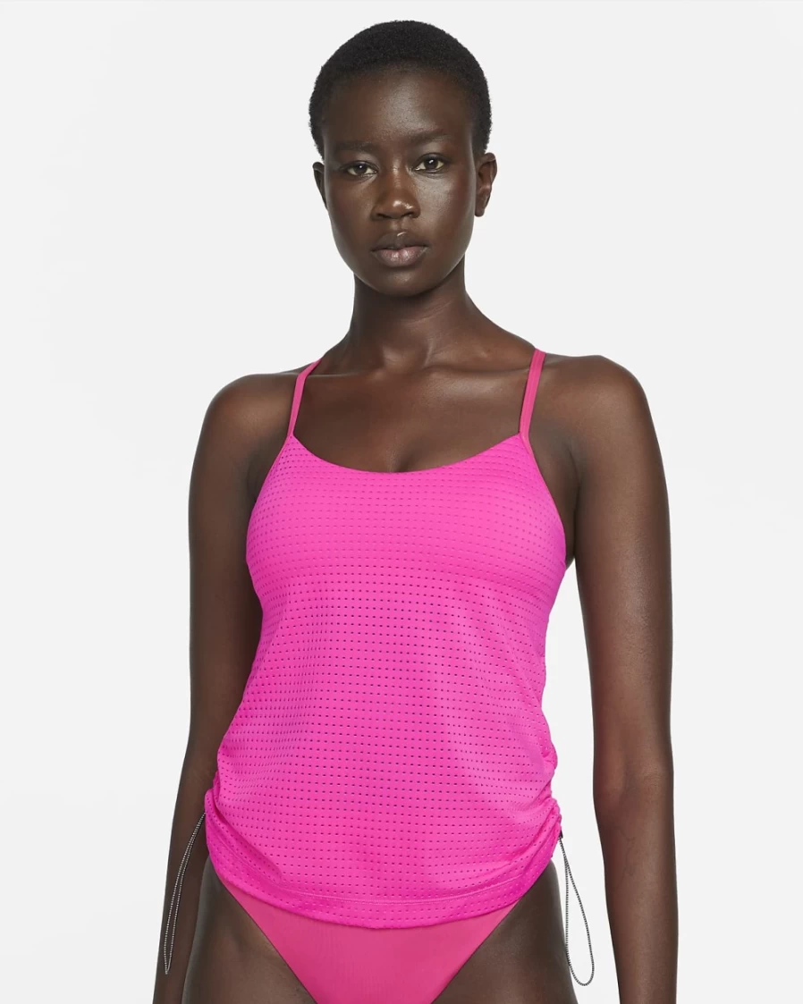Nike Women's Pink Prime Layered Tankini Top - Essential Swimwear