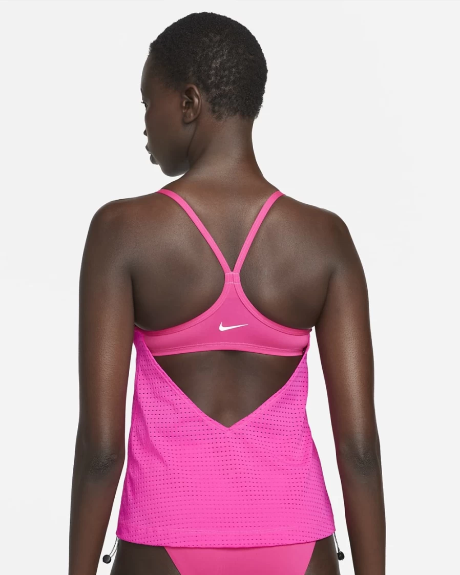 Nike Women's Pink Prime Layered Tankini Top - Essential Swimwear