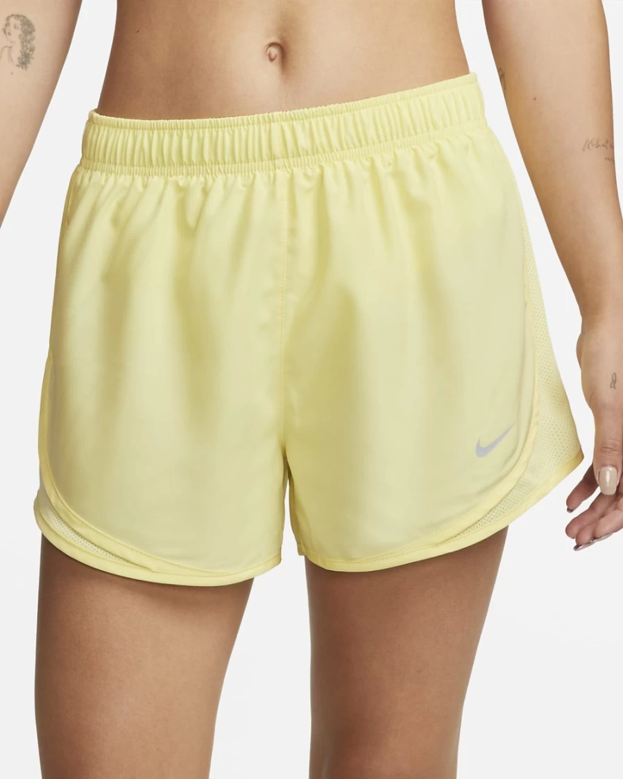 Nike Women's Tempo Brief-Lined Running Shorts - Lemon Chiffon & Wolf Grey