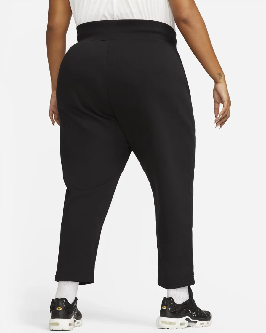 Nike Women's High-Waisted Fleece Sweatpants - Plus Size Curve Fit in Black/Sail