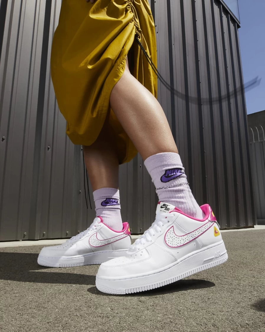 Nike Air Force 1 '07 LX Women's Shoes - White/Pink Prime/White Athletic Sneakers