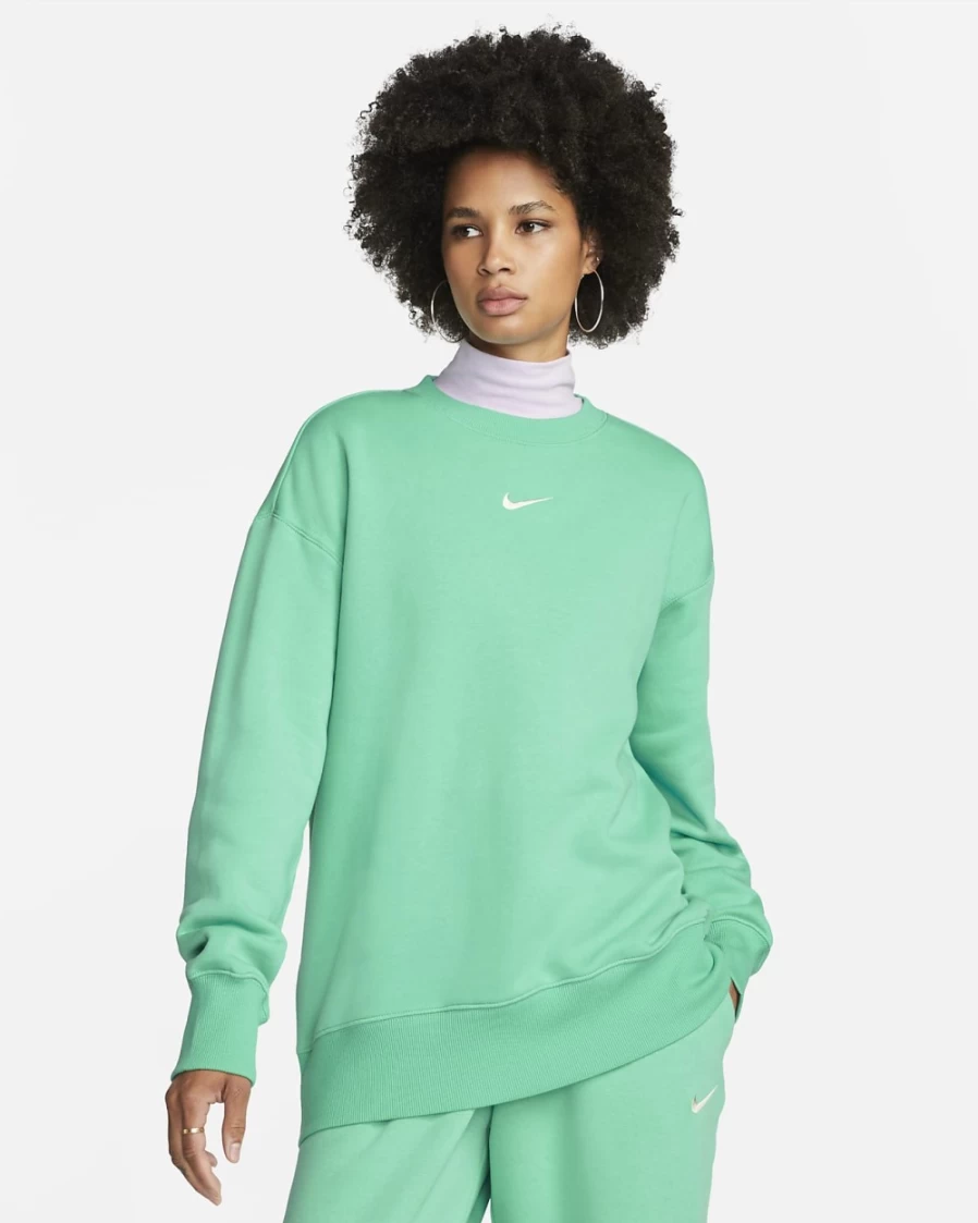 Nike Women's Light Menta Oversized Phoenix Fleece Crewneck Sweatshirt | Sportswear Comfort