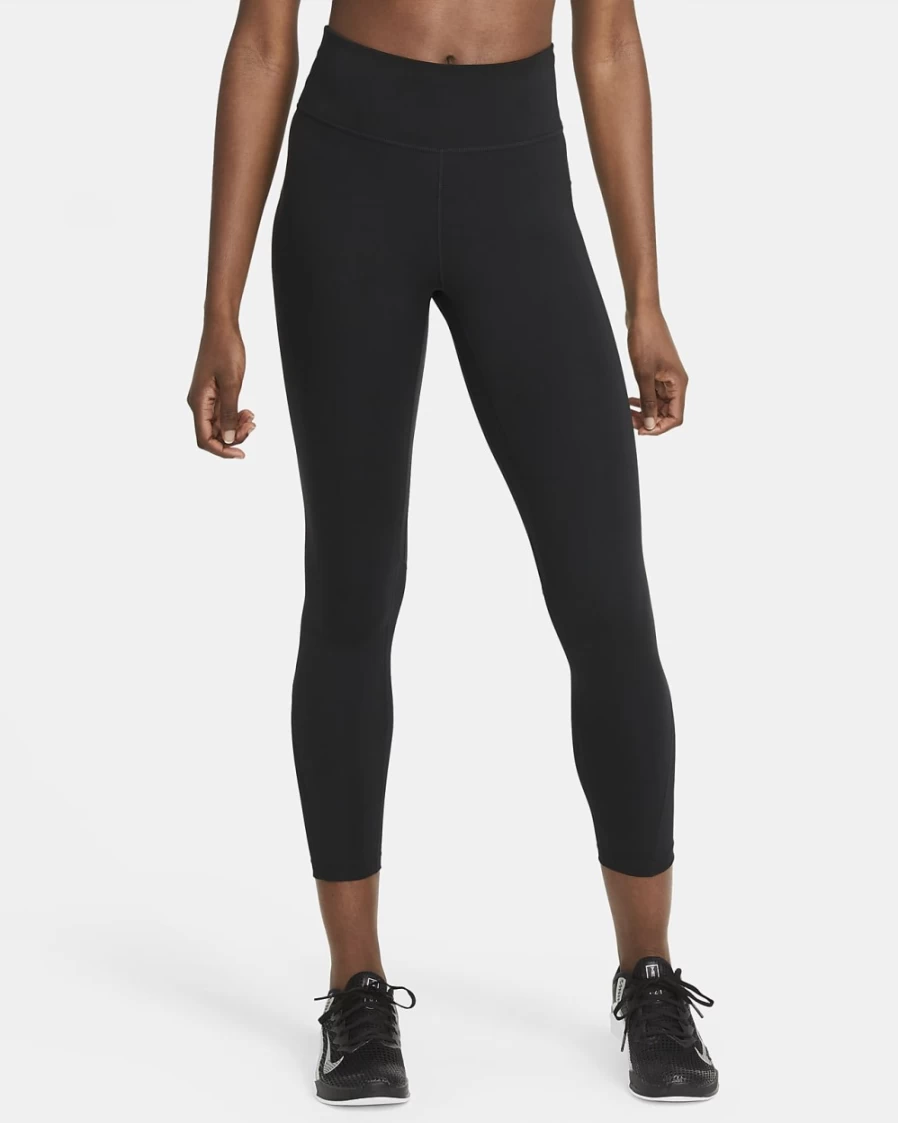 Nike One Women's Black/White Mid-Rise 7/8 Mesh-Paneled Leggings