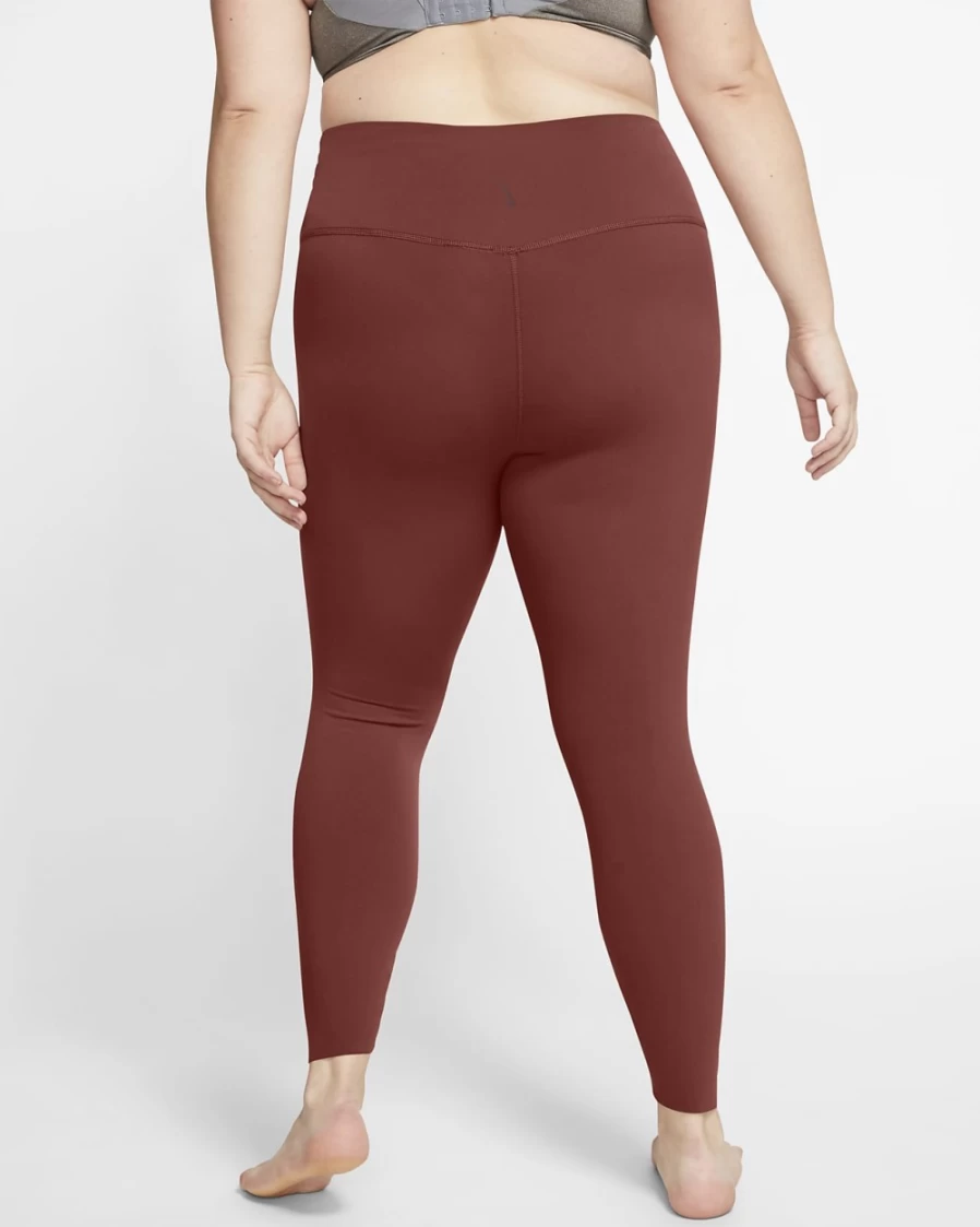 Nike Women's High-Waisted 7/8 Yoga Leggings in Redstone/Dark Pony - Plus Size Infinalon Luxe Tights