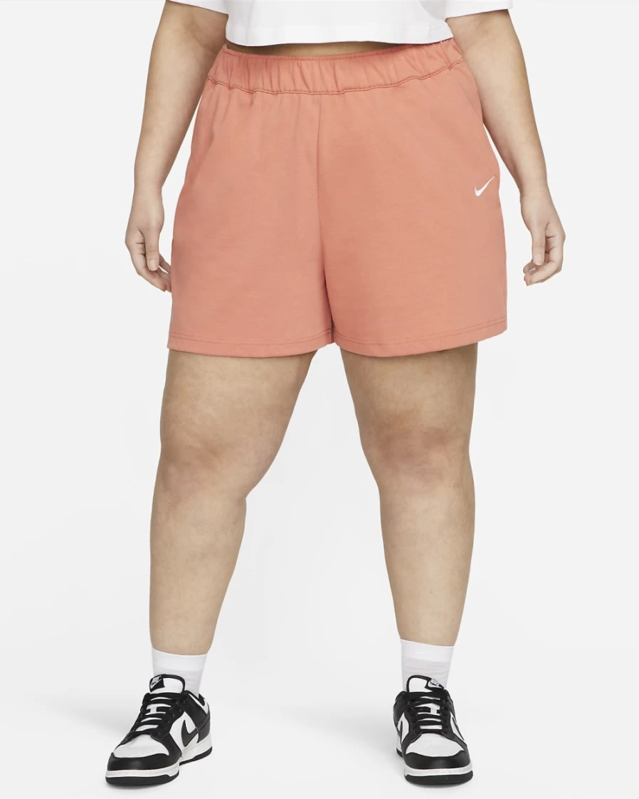 Nike Women's Plus Size Sportswear Jersey Shorts in Madder Root/White - Comfortable Athletic Shorts for Women