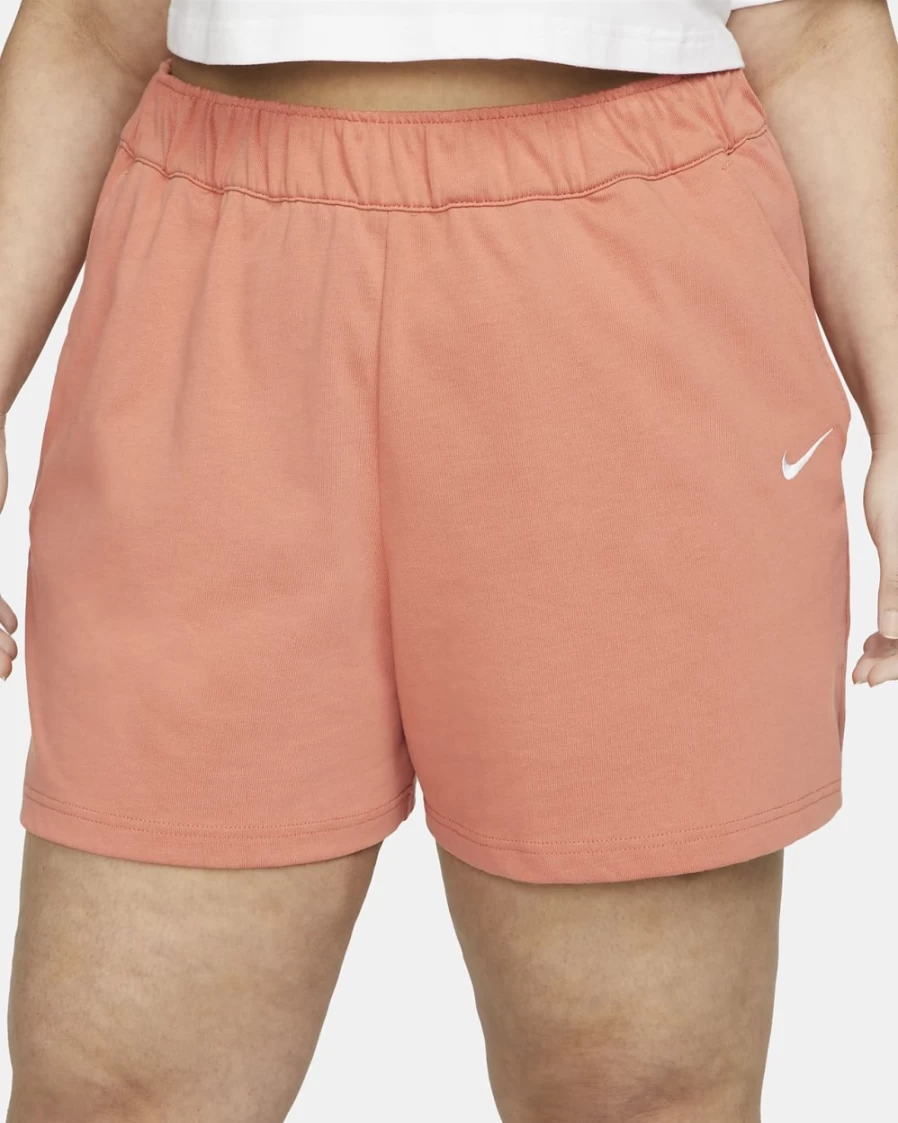 Nike Women's Plus Size Sportswear Jersey Shorts in Madder Root/White - Comfortable Athletic Shorts for Women
