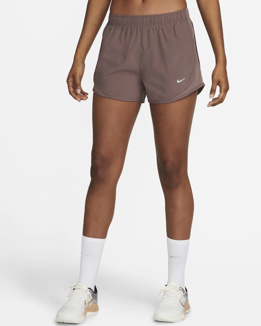Nike Women's Tempo Brief-Lined Running Shorts in Plum Eclipse & Wolf Grey